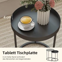 HOMCOM 2er-Set Wohnzimmertische, ineinander verschiebbar, Tablett-Design, Metall, Grau(m-5)
