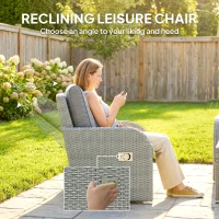Outsunny Six-piece Rattan Garden Furniture Set with Reclining Armchairs - Dark Grey(m-4)