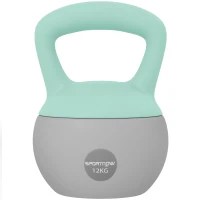 SPORTNOW Kettlebell 12 kg haltère avec poignée antidérapante pour fitness musculation cardio, 21 x 21 x 30 cm, gris et vert(m-11)