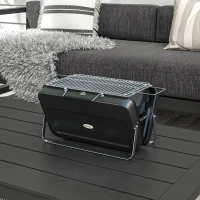 Outsunny Mini barbecue à charbon BBQ portable avec coque de valise barbecue de table pliable pour jardin, camping, pique-nique noir(m-10)