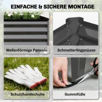 Outsunny Hochbeet aus Metall extra großer Pflanzkasten mit Verstärkungsstreben Vliesstoff, 180 x 55 x 80 cm Dunkelgrau(m-6)