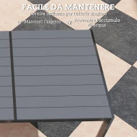 Outsunny Set da Giardino in Acciaio con Tavolo Rettangolare e 6 Sedie Impilabili Traspiranti, Grigio(m-7)