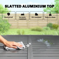 Outsunny Extending Garden Table for 4-8 People, Aluminium Outdoor Dining Table with Slatted Top, Dark Grey(m-5)