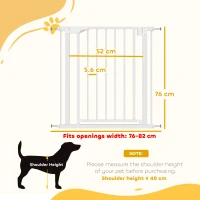 PawHut Baby Gate, Pet Safety Gate Pressure Fit, 76-82cm Wide with Two-Way Open, One-Hand Opening(m-3)