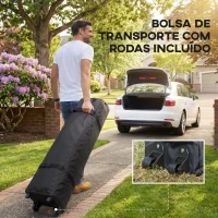 Outsunny Pérgola Dobrável 356x356x280 cm com 4 Paredes Laterais de Malha Anti-UV Altura Ajustável e Bolsa de Transporte Cinza Escuro(m-7)