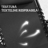 Outsunny Set de 2 Șezlonguri de Grădină cu Gravitație Zero și Măsuță cu Suport pentru Pahare, 47x47x54 cm, Gri(m-6)