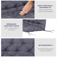 Outsunny Pernuță pentru Bancă de Grădină sau Leagăn de Grădină 132x110x10 cm cu 6 Curele de Fixare Gri Închis(m-6)
