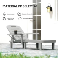 Outsunny Set 2 Șezlonguri cu Spătar Reglabil în 5 Poziții, Măsuță și Brațe Ergonomice, 79x158x88 cm, Gri(m-6)