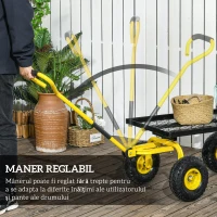 Outsunny Roabă de Grădină cu Mâner și 4 Roți Mari, Capacitate 150 kg, 94x48,5x100 cm, Verde(m-4)