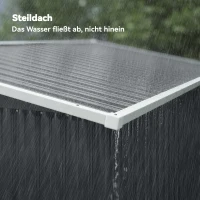 Outsunny Metall Gerätehaus 2,68 m², abschließbar Geräteschuppen mit 3 Türen Lüftung Pultdach Handschuhen(m-6)