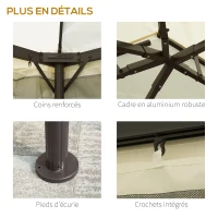 Outsunny Tonnlle de jardin barnum pavillion de jardin double toit avec parois et moustiquaires et amovibles 4 x 3 m crème(m-6)