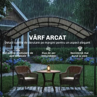 Outsunny Pergolă 3x3m cu Acoperiș Arcuit, Gazebo din Metal și Poliester 180g/m² cu Șuruburi, pentru Exterior, Terasă și Grădină, Protecție UV30+, Alb Crem(m-4)