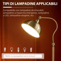 HOMCOM Lampada da Terra Salotto Vintage con Paralume Regolabile, Interruttore a Pedale, 42 x 25,5 x 152 cm, Bronzo(m-6)