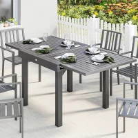 Outsunny Extending Garden Table for 4-8 People, Aluminium Outdoor Dining Table with Slatted Top, Dark Grey(m-7)
