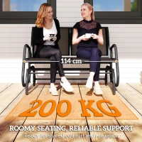 Outsunny Outdoor Glider Bench, Patio 2 Seater Swing Gliding Loveseat w/ Power-Coated Steel Frame, Mesh Seat and Armrests, for Backyard Garden Porch, Black(m-7)