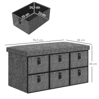 HOMCOM Gepolsterte Schuhbank, 6 Schuhfächer, MDF-Rahmen, Leinenoptik, Grau(m-3)