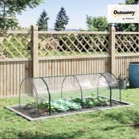 Outsunny Tunnel Greenhouse Green Grow House for Garden Outdoor, Steel Frame, PVC Cover, Transparent, 250 x 100 x 80cm(m-11)