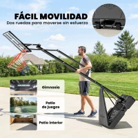 SPORTNOW Canasta de Baloncesto para Exterior Ajustable de 245-305 cm con Ruedas Base Rellenable y Sistema de Retorno Negro(m-6)