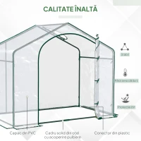 Outsunny Seră de Exterior cu Intrare cu Fermoar și Aerisire Superioară, din Plastic și Oțel, 180x100x152 cm, Transparentă(m-5)
