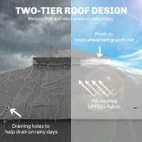 Outsunny 3 x 3.6 m Outdoor Garden Gazebo with Post Shelves, UPF50+ Patio Permanent Pavilion with Hook, Dark Grey(m-4)