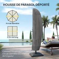 Outsunny Housse de protection imperméable pour parasol déporté avec fermeture éclair et cordon de serrage tissu Oxford noir(m-4)