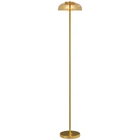 HOMCOM Lampadaire sur pied de salon, lampe salon LED avec lumière chaude 3000 K et interrupteur à pied, Ø25x134cm, ton laiton(m-11)