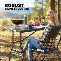 Outsunny 5 Piece 6ft Foldable Table and Chairs, Portable Picnic Table Set with 4 Chairs, Waterproof Top and Steel Frame, Black(m-7)