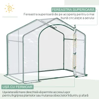Outsunny Seră de Exterior cu Intrare cu Fermoar și Aerisire Superioară, din Plastic și Oțel, 180x100x152 cm, Transparentă(m-4)