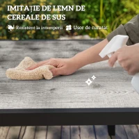 Outsunny Masă de Grădină Extensibilă de 160-240 cm pentru 6-8 Persoane Rectangulară din Oțel și Aluminiu, Efect Lemn(m-6)