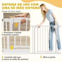 PawHut Barreira de Segurança para Crianças e Cães Largura 76-82 cm Duplo Fecho Automático Abertura em Dois Sentidos Branco(m-6)