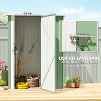 Outsunny Magazie pentru unelte din metal cu acoperiș înclinat și ușă cu încuietoare, 142x86x189 cm, verde deschis(m-5)