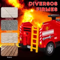 AIYAPLAY Coche Eléctrico Infantil Camión de Bomberos para Niños con Batería 12V Sirena Faros Bocina y Música Rojo(m-9)