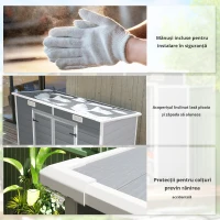 Outsunny Căsuță de Grădină din Rășină cu Podea, 2 Uși Blocabile, Fereastră, 2,4 x 1,3 m, Gri(m-4)