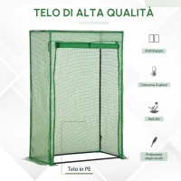 Outsunny Serra da giardino, telo rinforzato in PE, telaio in acciaio, porta avvolgibile con cerniera, 100 x 50 x 150 cm verde(m-4)