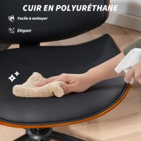 HOMCOM Chaise de bureau sans accoudoirs, fauteuil de bureau ergonomique, hauteur réglable et pivotant 360°, 52x54x84cm, noir(m-6)