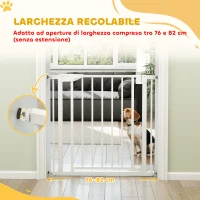 PawHut Cancellino di Sicurezza per Bambini e Animali, Chiusura Automatica e Montaggio a Pressione, 76-82x76 cm, Bianco(m-4)