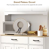 HOMCOM Buffet haut cuisine armoire de cuisine avec 6 portes 2 tiroirs plan de travail étagères réglables 94x39,5x175,2cm blanc(m-5)