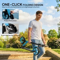 HOMCOM One-click Folding Kick Scooter for 14+ w/ Adjustable Handlebar, Push Scooter with Kickstand, Dual Brake System, Blue(m-5)