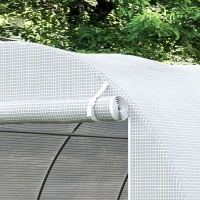 Outsunny Telone di Ricambio per Serra a Tunnel da Giardino 18 m², PE Anti-UV Impermeabile, 12 finestre e Porta Avvolgibile con Zip, 6L x 3l x 2H m, Bianco(m-11)
