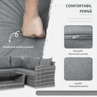 Set de Canapele din Ratan PE pentru Terasa cu 4 Piese de la Outsunny, Canapele pentru Exterior Rezistente la Intemperii(m-6)