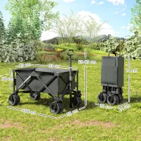 Outsunny Cărucior de grădină, sarcină maximă 70kg, cu mâner telescopic, din metal și material Oxford, 108x55 cm, gri(m-3)