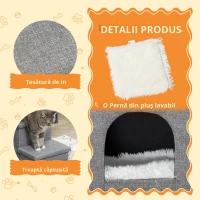 PawHut Scari de pat pentru caini, Scari pentru animale de companie cu 3 trepte, cu casuta pentru pisici si 2 cutii de depozitare, Rampa 3 in  1 pentru caini cu perna din plus lavabila, gri deschis(m-4)