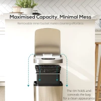 HOMCOM 12L Sensor Bin, Automatic Touchless Motion Sensor Kitchen Bin with Fingerprint Resistant Stainless Steel, Silver(m-6)