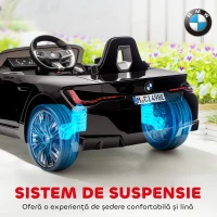 HOMCOM Mașină Electrică pentru Copii 3-6 Ani cu Licență BMW, cu Telecomandă, Claxon și Faruri, 115x67x45 cm, Neagră(m-8)