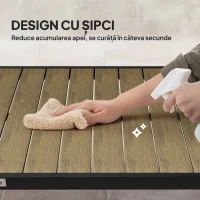 Outsunny Masă de prânz pentru grădină, pentru 8 persoane, din aluminiu și plastic, lemn închis la culoare și negru(m-5)