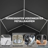 Outsunny Garagetent 2,3 x 1,9 m Waterdicht Opslagtunnel met Oprolbare Ritsdeur, Ventilatie, Zadeldak, Donkergrijs(m-4)