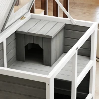 PawHut Kleintierstall mit 2 Ebenen 4 Rollen versiegeltes Tannenholz Grau(m-11)