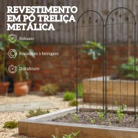 Outsunny Conjunto de 2 Treliças de Jardim Suportes para Trepadeiras de Aço para Flores e Plantas no Jardim 50x180 cm Preto(m-6)
