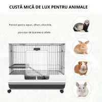 Pawhut Cusca Hamsteri/Iepuri – Metal Negru, 2 Usi, Spatioasa(m-4)