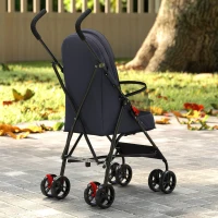 PawHut Dog Stroller, Foldable Cat Dog Pram for Miniature Breeds, Pet Stroller with Brake, Mesh Windows, Dark Grey(m-8)